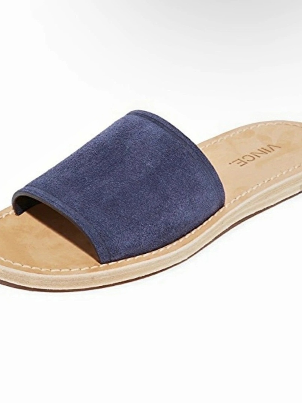 VINCE. Blue Suede Torrell Slide Sandals US 6.5